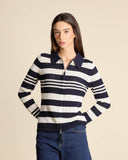 Cardigan traforato a righe in cotone