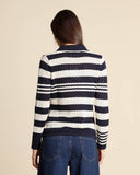 Cardigan traforato a righe in cotone