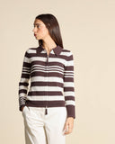 Cardigan traforato a righe in cotone