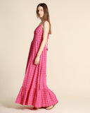 Abito lungo in cotone goffrato