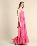 Abito lungo in cotone goffrato