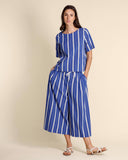 Gonna pantalone in cotone a righe