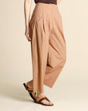 Pantaloni carota in popeline di cotone