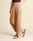 Pantaloni carota in popeline di cotone