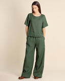 Pantalon en lin avec cordon de serrage