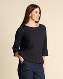 Blusa in mussola di cotone goffrata