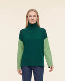 Maglia color block in lana e cashmere