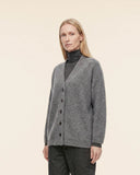Cardigan in volpe, lana e seta