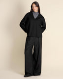 Pantaloni ampi in misto lana e viscosa