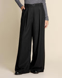 Pantaloni ampi in misto lana e viscosa