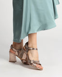 Sandali con tacco in pelle