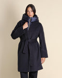 Cappotto in panno soft e cappuccio