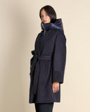 Cappotto in panno soft e cappuccio