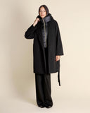 Cappotto in panno soft con cappuccio