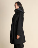 Cappotto in panno soft con cappuccio