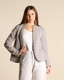 Giacca spinata in maglia di lana e viscosa