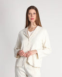 Giacca gessata in lino e viscosa