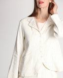 Giacca gessata in lino e viscosa