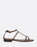 Sandali bassi in pelle con borchie