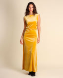 Abito lungo in jersey di velluto