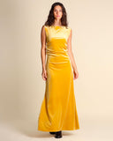 Abito lungo in jersey di velluto