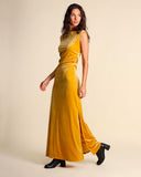 Abito lungo in jersey di velluto