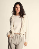 Cardigan con frange in cachemire e seta