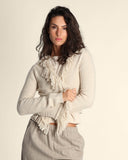 Cardigan con frange in cachemire e seta