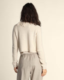 Cardigan con frange in cachemire e seta