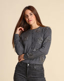 Cardigan con applicazioni gioiello