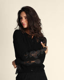 Cardigan con inserti in pizzo