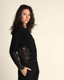 Cardigan con inserti in pizzo