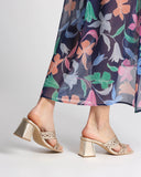 Sandali con tacco in pelle intrecciata