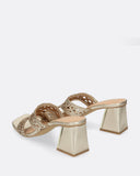 Sandali con tacco in pelle intrecciata