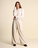 Cardigan in lana e cashmere con volant