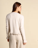 Cardigan in lana e cashmere con volant