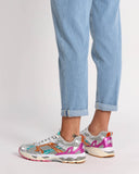 Sneakers in pelle e tessuto