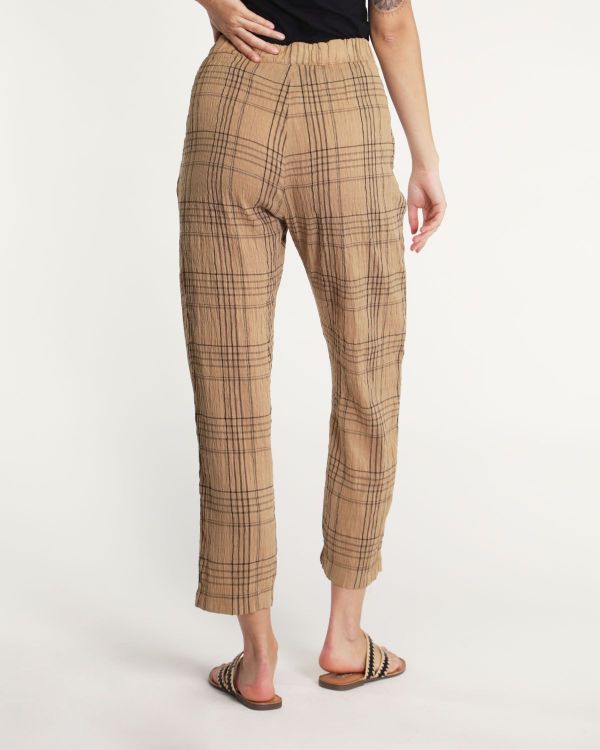 Pantaloni check in lino e cotone