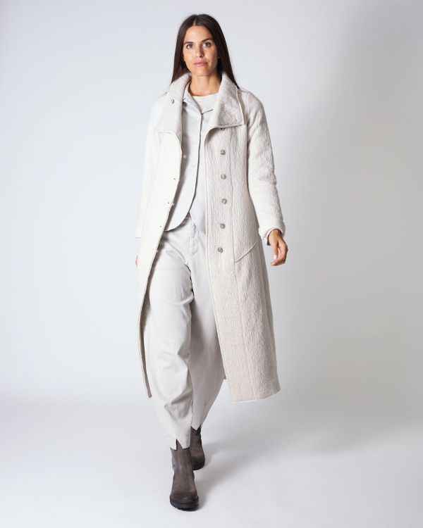 Cappotto lungo in maglia di lana cotta